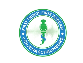 First things first podcast with Jena Schaumburg logo design by Roma