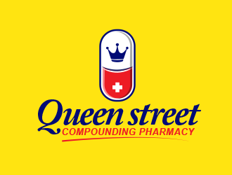 Easy script compounding pharmacy or Queen street Compounding Pharmacy logo design by BeDesign