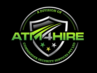 ATM4HIRE A Division of Commander Security Services Pty Ltd logo design by megalogos
