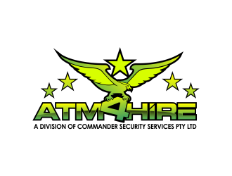 ATM4HIRE A Division of Commander Security Services Pty Ltd logo design by ROSHTEIN