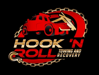 Hook and Roll towing and recovery logo design by karjen