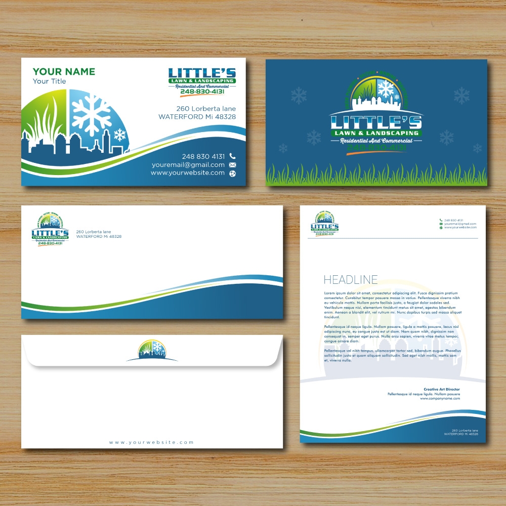 Little’s lawn landscaping logo design by Boomstudioz