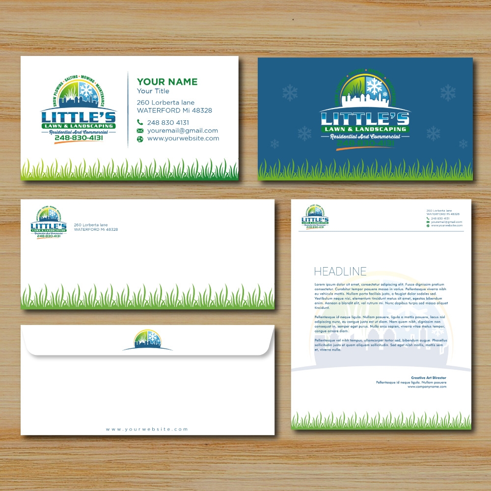 Little’s lawn landscaping logo design by Boomstudioz