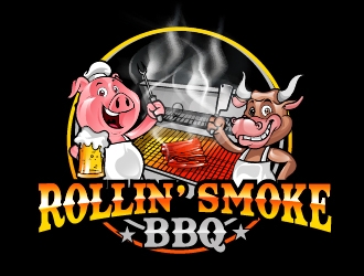 Rollin’ Smoke BBQ logo design by Suvendu