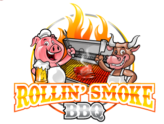 Rollin’ Smoke BBQ logo design by Suvendu