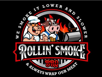 Rollin’ Smoke BBQ logo design by daywalker