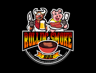 Rollin’ Smoke BBQ logo design by rahimtampubolon