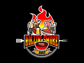 Rollin’ Smoke BBQ logo design by rahimtampubolon