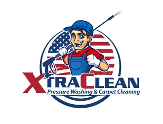 XtraClean Pressure Washing & Carpet Cleaning logo design by DreamLogoDesign