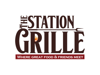 The Station Grille.  Where great food & friends meet logo design by andriandesain