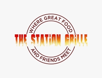 The Station Grille.  Where great food & friends meet logo design by berkahnenen