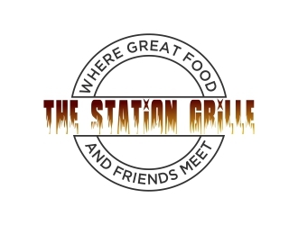 The Station Grille.  Where great food & friends meet logo design by berkahnenen