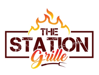 The Station Grille.  Where great food & friends meet logo design by MAXR