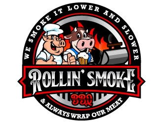 Rollin’ Smoke BBQ logo design by daywalker