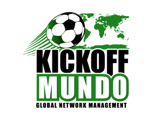 KICKOFF MUNDO Global Network Management logo design by BeDesign