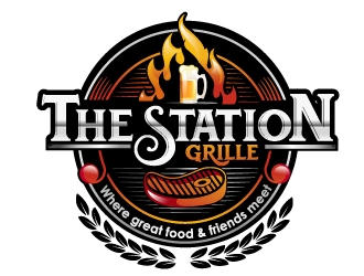 The Station Grille.  Where great food & friends meet logo design by Suvendu