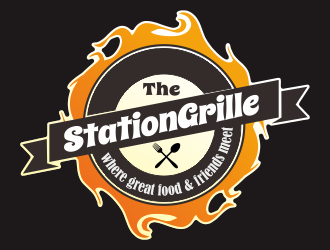 The Station Grille.  Where great food & friends meet logo design by YONK