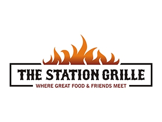 The Station Grille.  Where great food & friends meet logo design by gitzart