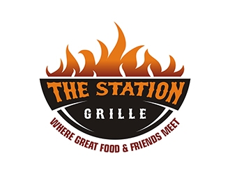 The Station Grille.  Where great food & friends meet logo design by gitzart