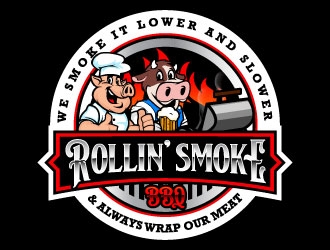 Rollin’ Smoke BBQ logo design by daywalker