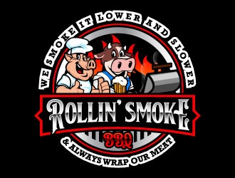 Rollin’ Smoke BBQ logo design by daywalker