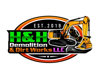H&H Demolition & Dirt Works LLC logo design by DreamLogoDesign