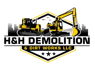 H&H Demolition & Dirt Works LLC logo design by DreamLogoDesign