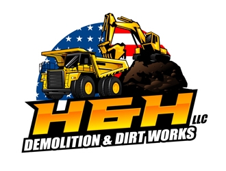 H&H Demolition & Dirt Works LLC logo design by DreamLogoDesign