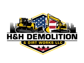 H&H Demolition & Dirt Works LLC logo design by DreamLogoDesign