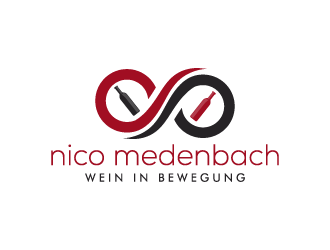 nico medenbach - wein in bewegung logo design by pencilhand