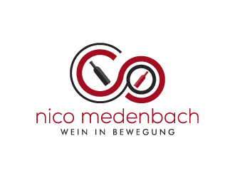 nico medenbach - wein in bewegung logo design by pencilhand