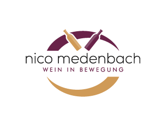 nico medenbach - wein in bewegung logo design by pencilhand