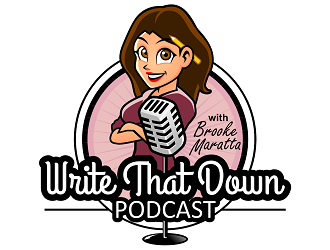 Write That Down Podcast with Brooke Maratta logo design by haze