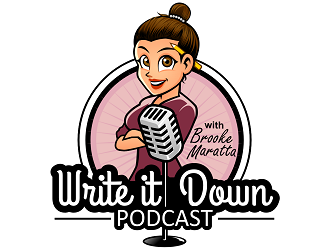 Write That Down Podcast with Brooke Maratta logo design by haze