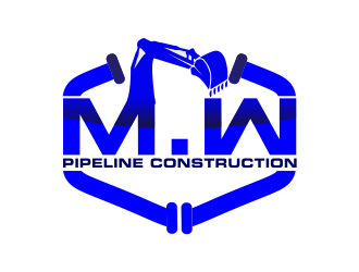 M.W. Pipeline Construction  logo design by giphone