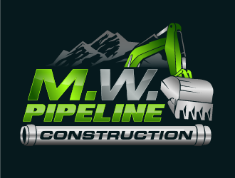 M.W. Pipeline Construction  logo design by THOR_