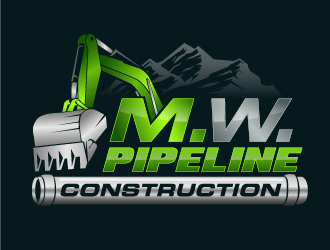 M.W. Pipeline Construction  logo design by THOR_