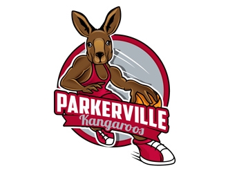 Parkerville Kangaroos Basketball Club logo design by DreamLogoDesign