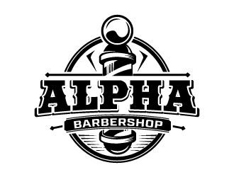 Alpha Barbershop logo design by jaize