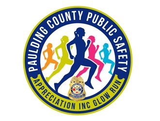 Paulding County Public Safety Appreciation INC Glow Run  logo design by DreamLogoDesign