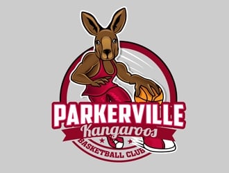 Parkerville Kangaroos Basketball Club logo design by DreamLogoDesign