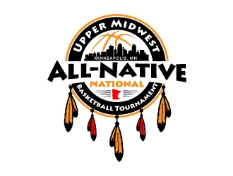 Upper Midwest All-Native National Basketball Tournament logo design by jaize