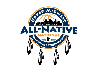 Upper Midwest All-Native National Basketball Tournament logo design by jaize