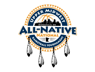 Upper Midwest All-Native National Basketball Tournament logo design by jaize