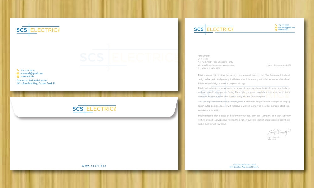 SCS ELECTRIC logo design by Boomstudioz