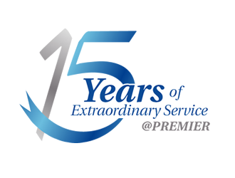 15 years of extraordinary service @ Premier logo design by Coolwanz