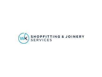 wk shopfitting & joinery services  logo design by blackcane