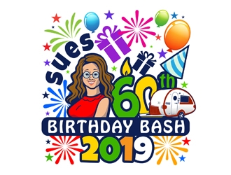 Sues 60th Birthday Bash 2019 logo design by DreamLogoDesign