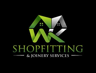 wk shopfitting & joinery services  logo design by Suvendu