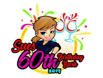 Sues 60th Birthday Bash 2019 logo design by daywalker